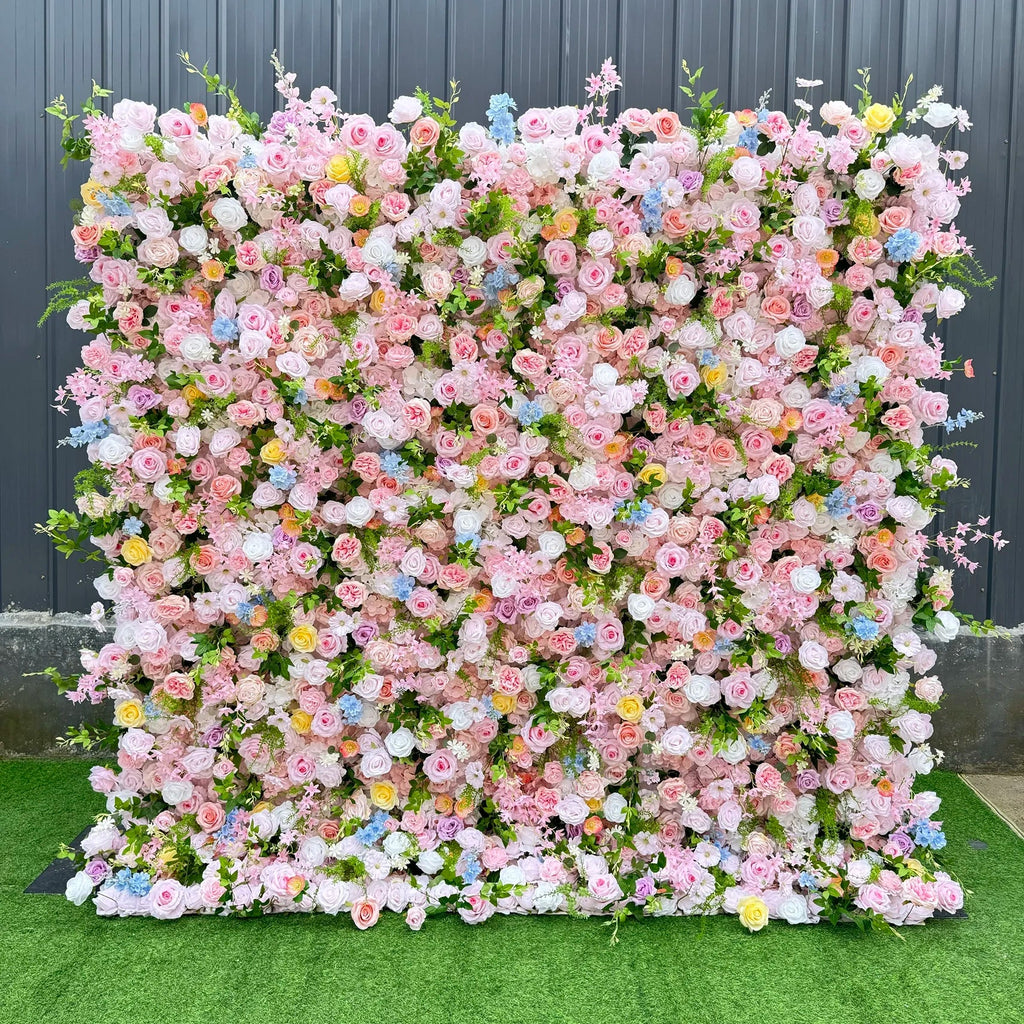 W-B040 New Flower Wall 5D Rolled up Backdrop Flower Wall Party Wedding Decorative Flowers Wall for Birthday Party