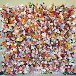 High Quality 3D Silk Floral Panel Custom 5D/8D Artificial Rose Flower Wall Wedding Christmas Graduation Stage Background - #2