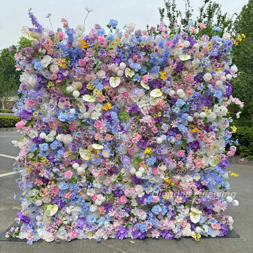 Customize Handmade Realistic 5D Roll Cloth Artificial Silk Rose Flower Wall Wedding Back School Eco-friendly Decor Panel