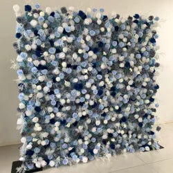 W-B041 New Purple Flower Wall 5D Rolled up Backdrop Flower Wall Party Wedding Decorative Flowers Wall for Birthday Party - 8ft*8ft, 10ft*10ft, custome / FW726