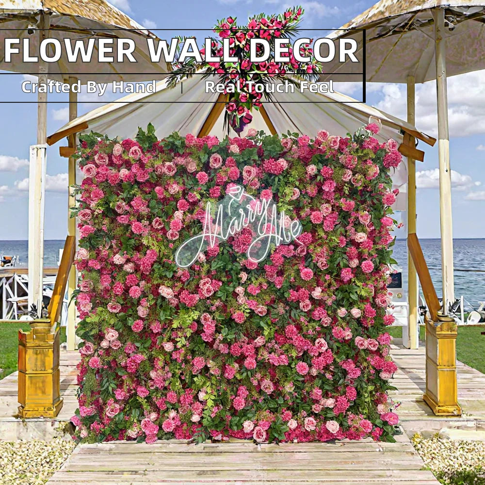 Handmade Artificial Pink and White Wedding Flower Walls UV Resistant Indoor and Outdoor Decorations for Easter & Weddings