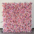High-End Pink Fabric-Backed Artificial Flower Wall | Wedding Backdrop & Photography Background for Bridal Decoration