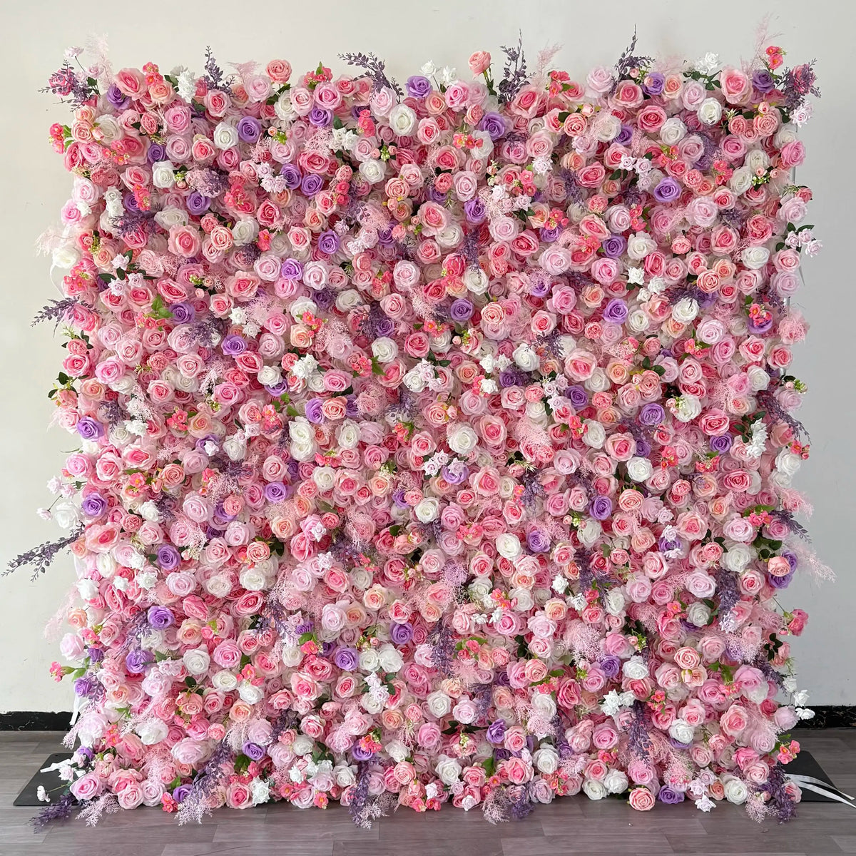 High-End Pink Fabric-Backed Artificial Flower Wall | Wedding Backdrop & Photography Background for Bridal Decoration