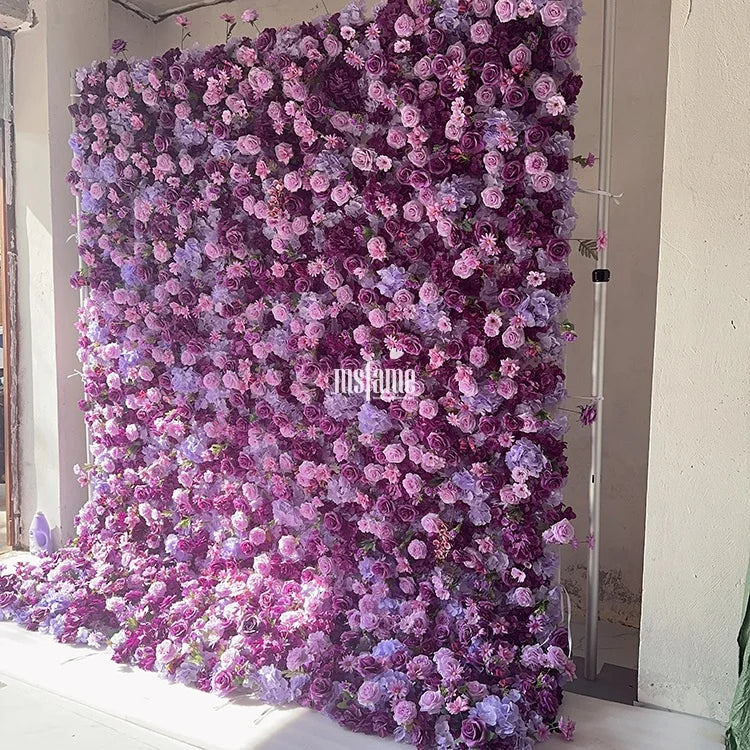 MSFAME Hydrangea Flowers Walls Lavender White Lilac 3D Backdrop Purple Flower Wall Decor