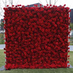 A01 Custom Pink White Floral Wall Panel Backdrop 3D 5D Roll up Zipper Fabric Artificial Silk Rose Flower Wall for Wedding Decor - #86 CA012