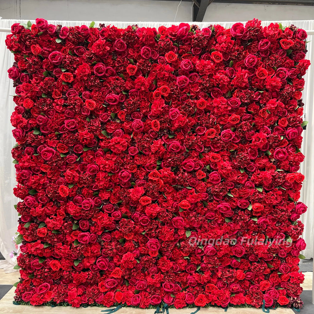 Factory Wholesale Price Silk Artificial High Quality Flower Wall Stand 8ft Customizable Size Wedding Backdrop Decor