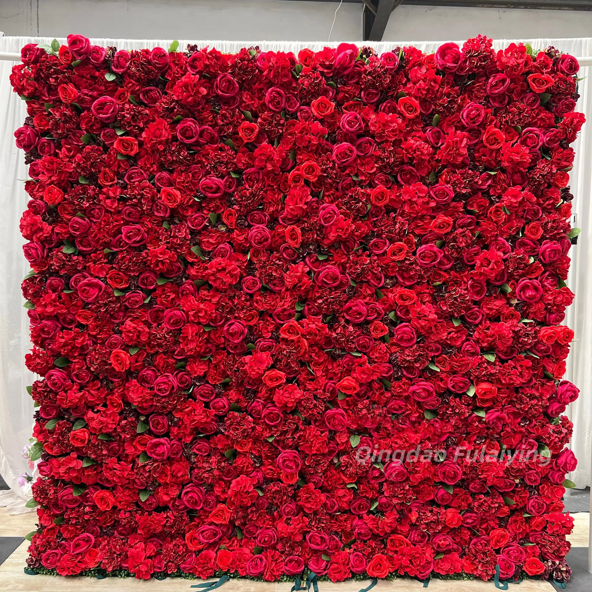 Factory Wholesale Price Silk Artificial High Quality Flower Wall Stand 8ft Customizable Size Wedding Backdrop Decor