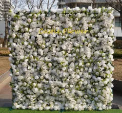 O-W011 8ft X 8ft  Roll up Cloth Flower Wall Backdrop Events Wedding Decor Artificial Flowers Wall Silk Rose Wall Flower Decor - 60cm x 40cm,8ft *8ft, 10ft*10ft / #003