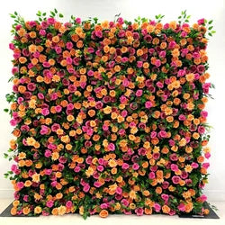 Custom 3d Roll up Fabric Cloth Base Pink Silk Rose Flowerwall Backdrop Panel Decor Artificial Flower Wall for Wedding Decor - #4 blue