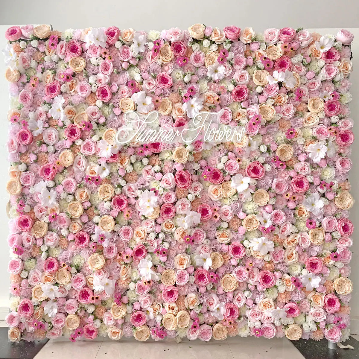 Custom 3d/5d Cloth Flower Wall Wedding Artificial Silk Rose Flower Wall Panel Backdrop Decorative Artificial Flower Wall