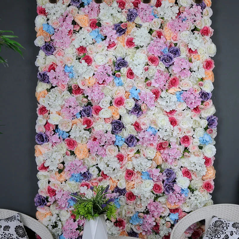 Decoration Artificial Rose Flower Wall 3D Effect Wedding Stage Pink Flower Wall Panel for Party Backdrop