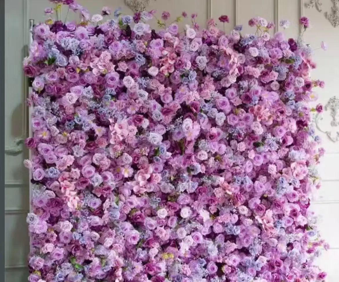 Customized  Mix Color Silk Flowers With Greenery Moss Background Wall Commercial Stage Event Decor Artificial Flower Wall