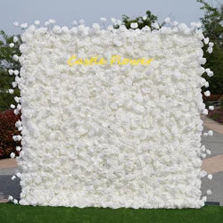 Customized 3D Silk Roll up Cloth Back Drop Panel 8ft X 8ft Wedding Events Artificial Red Rose Flower Wall Backdrop for Wedding - 8*8ft,10*10ft,Custom / 4