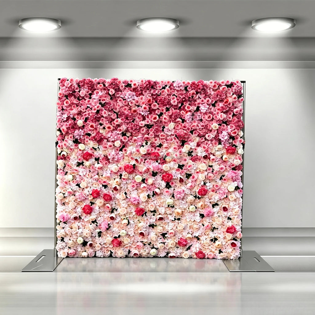 Fast Setup Wedding Decoration 3D Roll up Silk Artificial Flower Wall Backdrop Handmade Artificial Rose Flower Wall Panels for Party Wall for Event