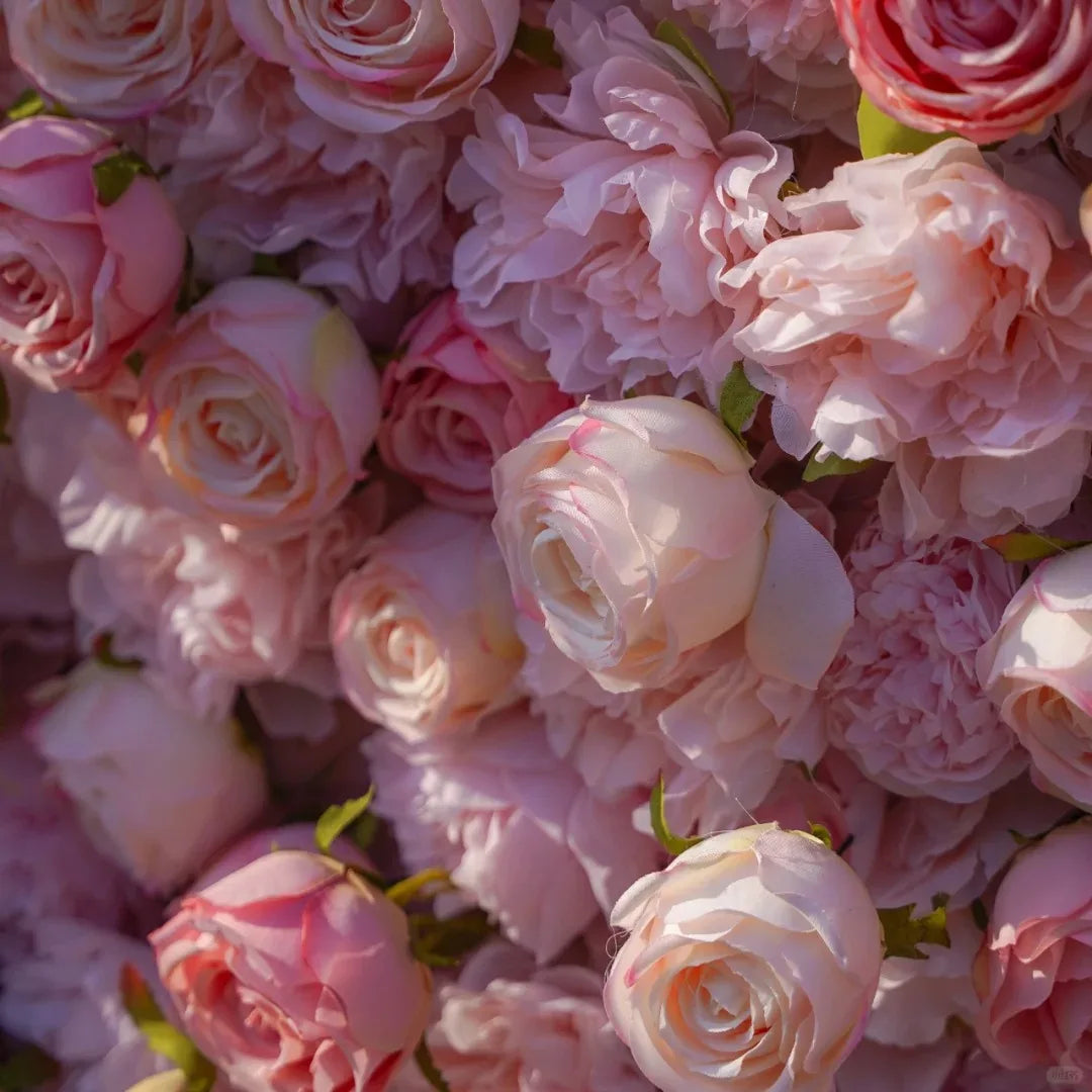 Wedding Party Event Decor  Flower Wall Panel  3D Roll up Fabric Cloth Artificial Silk Rose Flower Wall Backdrop