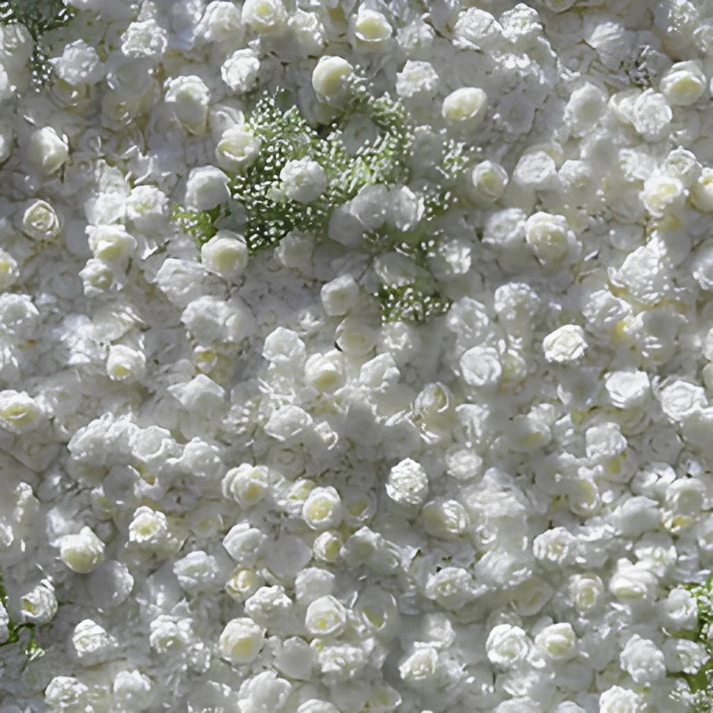 Luxury Modern Detachable 3D Roll-Up Zipper Artificial Silk Baby's Breath Flower Wall Backdrop 8ft X 8ft White Wedding Decoration