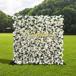 8x8 ft Silk Flower Wall Panel Square Artificial Floral Backdrop for Wedding Hotel Banquet Event Decoration - 8ft*8ft / Green 2