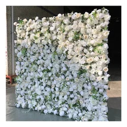 Wholesale Cloth Base Artificial Rose Flower Wall Background Wedding Decoration Sign-in Flower Row for Reception Flower Wall