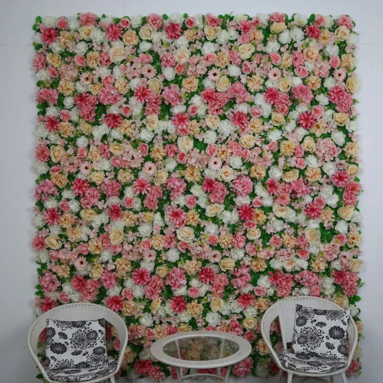 Silk Flower Wall Stand Artificial Rose Panel Christmas Halloween Wedding Graduation Easter Floral Stage Backdrop Decorations