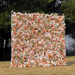 Wholesale Cloth Base Artificial Rose Flower Wall Background Wedding Decoration Sign-in Flower Row for Reception Flower Wall