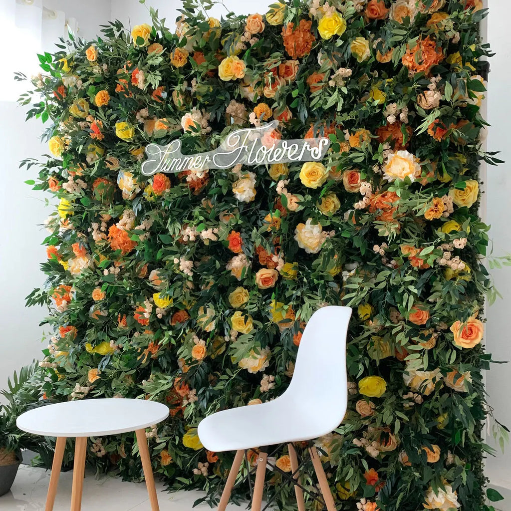 Artificial Flower Wall Panel Backdrop for Weddings Decorative Roll Stand and Frame Included