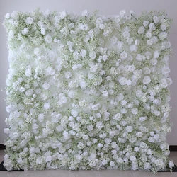 A01 Custom Pink White Floral Wall Panel Backdrop 3D 5D Roll up Zipper Fabric Artificial Silk Rose Flower Wall for Wedding Decor