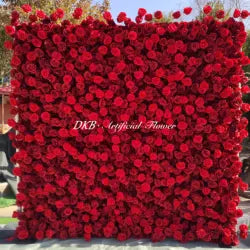 DKB Custom Wedding Decoration Roll up Flower Wall 3D Floral Cloth Flower Wall White Rose Flower Wall Backdrop for Wedding Decor - 8*8 feet or Custom Sizes / HQ197