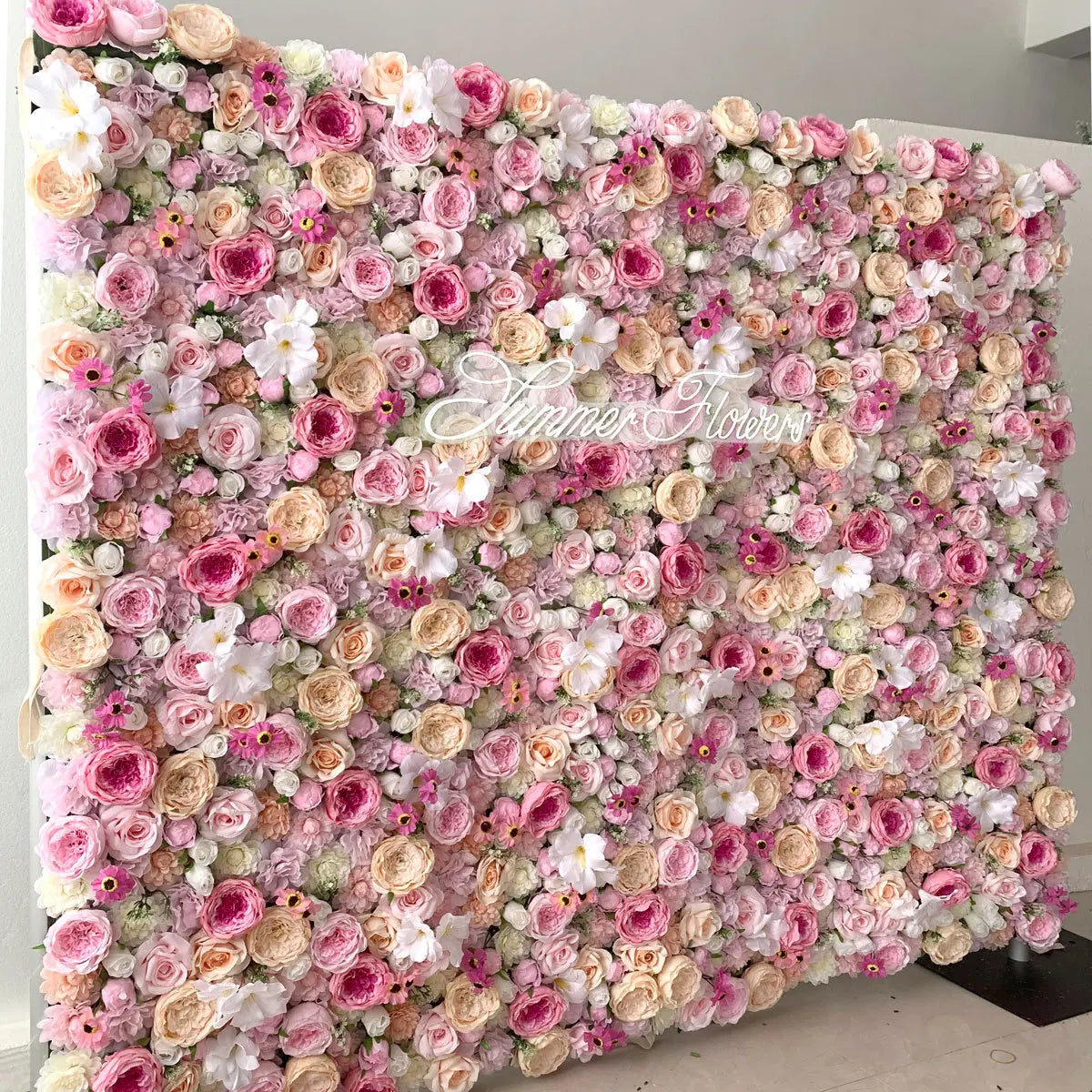 Custom 3d/5d Cloth Flower Wall Wedding Artificial Silk Rose Flower Wall Panel Backdrop Decorative Artificial Flower Wall