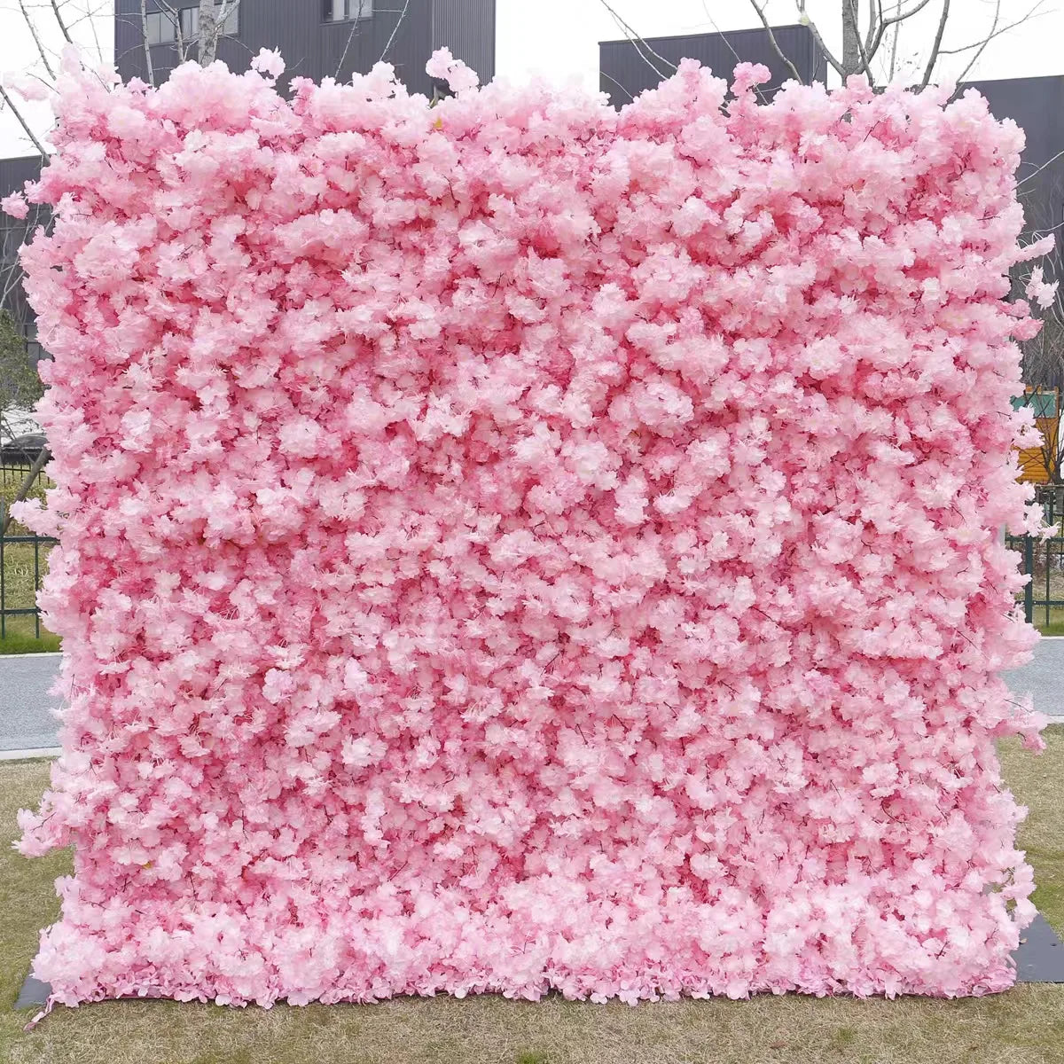 Ready Stock 5D Artificial Flower Supplier Wall Cherry Blossom Silk Cloth Background Wall for Wedding Decoration