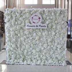 A01 Custom Pink White Floral Wall Panel Backdrop 3D 5D Roll up Zipper Fabric Artificial Silk Rose Flower Wall for Wedding Decor - #7 414