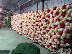 Wholesale Forest Artificial Flower Wall Roll up 8ftx8ft Greenery Silk Floral Wall Wedding Backdrop Decoration for Photography - Large (2' - 2.5') / 1m*1m