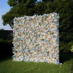 Wedding Party Event Decor  Flower Wall Panel  3D Roll up Fabric Cloth Artificial Silk Rose Flower Wall Backdrop - 1*1m   24