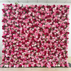 Custom OEM ODM Artificial Flower Wall 3D Mixed Silk Artificial Flowers Handmade Roll up Backdrop for Wedding Event Party Decor