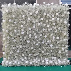 High Quality 3D Silk Floral Panel Custom 5D/8D Artificial Rose Flower Wall Wedding Christmas Graduation Stage Background - #6