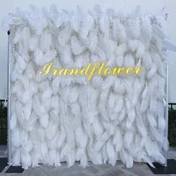 8x8 ft Silk Flower Wall Panel Square Artificial Floral Backdrop for Wedding Hotel Banquet Event Decoration - 8ft*8ft / Green 1
