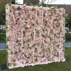 Floral Wall Panel White Flower Arch for Wedding Party Supplies 8ft X 8ft square Blue purple Artificial Flower Wall Backdrop - 3.3*3.3in / Blue+Pink square meters- 4