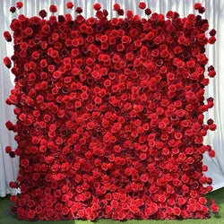 2x2M Flower Wall Panel 3D Silk Rose Floral Wall Decor for Wedding Home Decor Background Shop Party Photo Arrangement