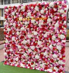O-W011 8ft X 8ft  Roll up Cloth Flower Wall Backdrop Events Wedding Decor Artificial Flowers Wall Silk Rose Wall Flower Decor - 60cm x 40cm,8ft *8ft, 10ft*10ft / #011