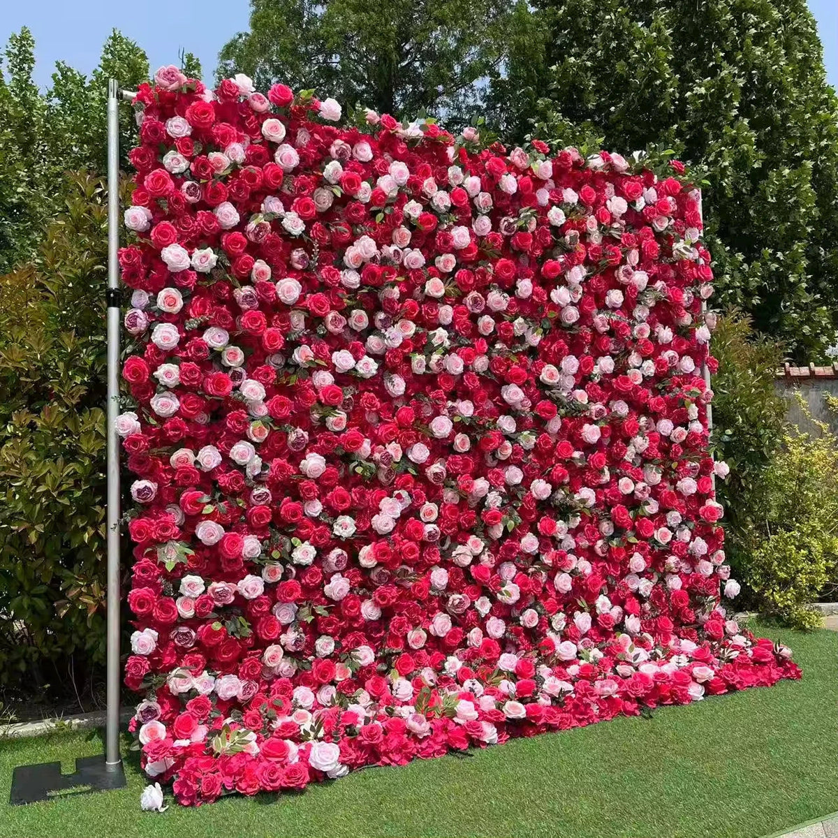 Custom Size Elegant Silk Artificial Floral Backdrop Wall Rose Flower Wall for Wedding Valentine's Day Christmas Party Event