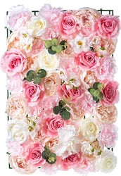Artificial Silk Flower Wall Panel Realistic White and Red Rose Design for Wedding and Hotel Decoration