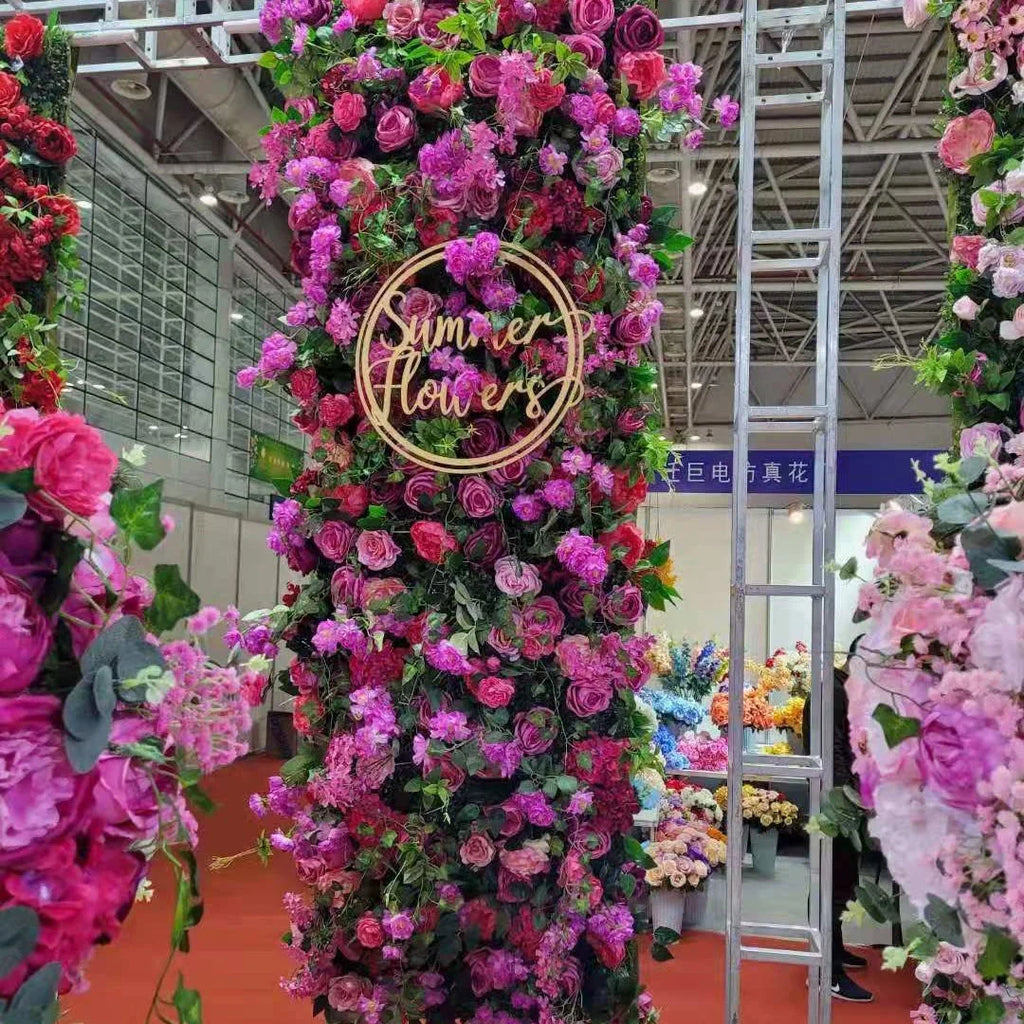 New Design 40x60cm Plastic Grid Artificial Flower Wall 3d Wedding Flower Wall Panel Backdrop