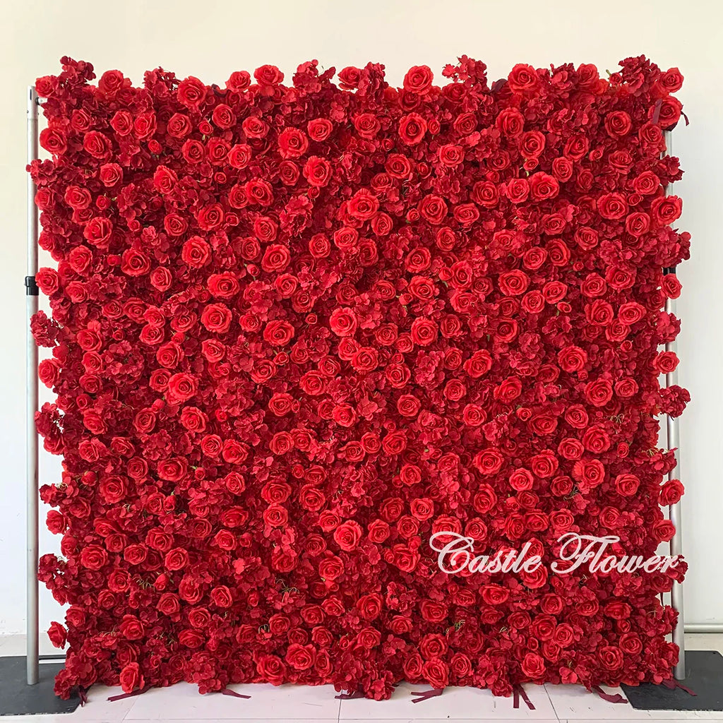L-R513 Custom High Quality Wholesale 5D Pink Mixed Flowers for Wedding Party Decoration, Best Selling Artificial Flower Wall