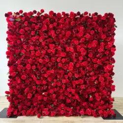 White Baby Breath Rose Artificial Flower Wall Backdrop Roll up 5D Simulation Floral Wall Wedding Banquet Hall Event Photo - 1*1ft / #14