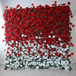 A01 Custom Pink White Floral Wall Panel Backdrop 3D 5D Roll up Zipper Fabric Artificial Silk Rose Flower Wall for Wedding Decor - #32 447