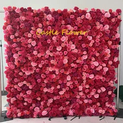 Custom OEM ODM Artificial Flower Wall 3D Mixed Silk Artificial Flowers Handmade Roll up Backdrop for Wedding Event Party Decor - 8ft*8ft, 10ft*10ft, Customized / FW713