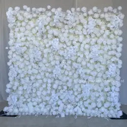 High Quality 3D Silk Floral Panel Custom 5D/8D Artificial Rose Flower Wall Wedding Christmas Graduation Stage Background - #17