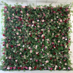 8x8ft Eco-Friendly Modern Wedding Backdrop Decor Pink Floral 3D Roll up Artificial Silk Rose Flower Wall Panel for Party Events - 100x100cm(39.37x39.37in) / 17#