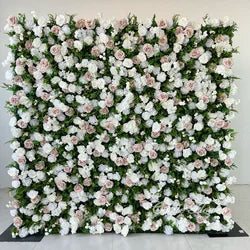 Custom OEM ODM Artificial Flower Wall 3D Mixed Silk Artificial Flowers Handmade Roll up Backdrop for Wedding Event Party Decor - 8ft*8ft, 10ft*10ft, Customized / FW737