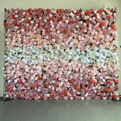 Alwaysbloom 5D Silk Artificial Rose Wall Gradient Flowers with Moisturizing Feel Wedding Wall Decorations Roll Model Gm020
