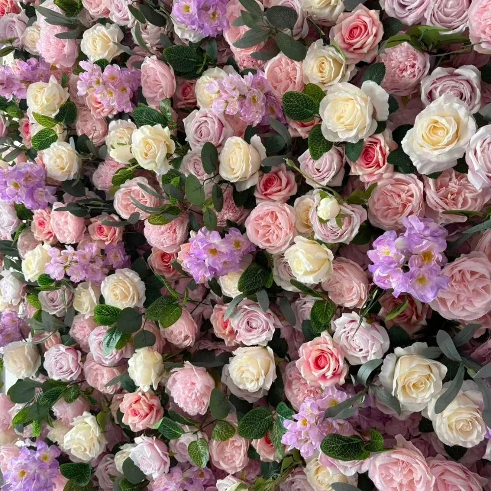 High-End Pink Fabric-Backed Artificial Flower Wall | Wedding Backdrop & Photography Background for Bridal Decoration